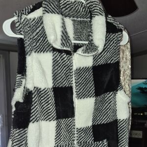 Women's Black and White Checkered Vest
